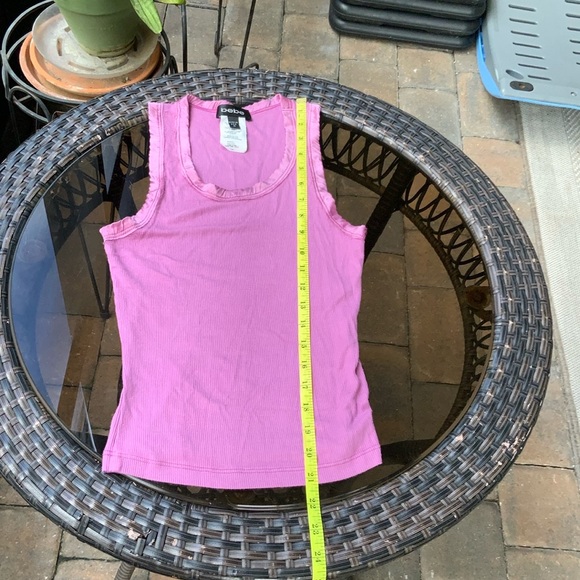 BEBE TANK TOP WITH SILK TRIM, SIZE MEDIUM, RASPBERRY. - Picture 6 of 7